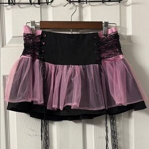 Current Mood Black and Pink Tulle Mini Skirt